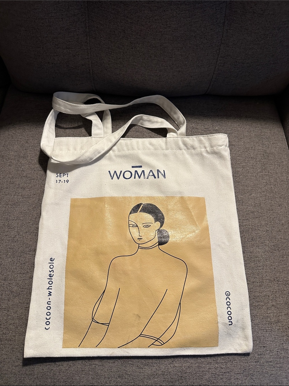 Canvas Tote Bag with Mustard Graphic